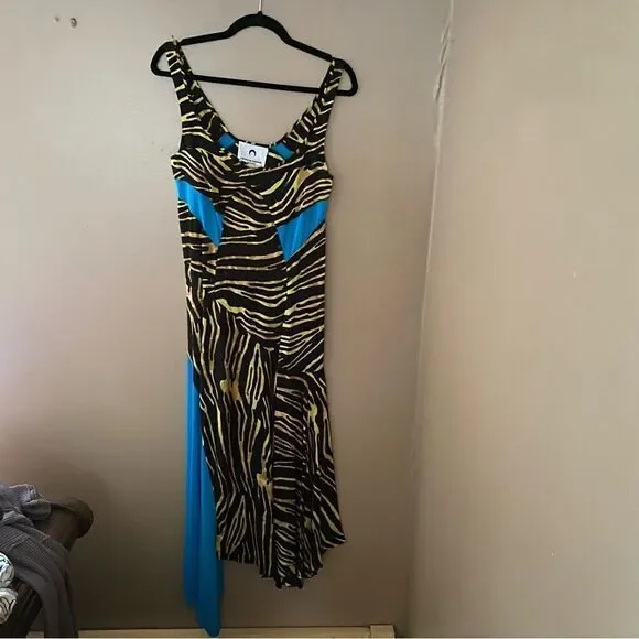 Marine Serre printed mixed media asymmetrical midi dress $1745 NWT Sz L - Picture 16 of 16